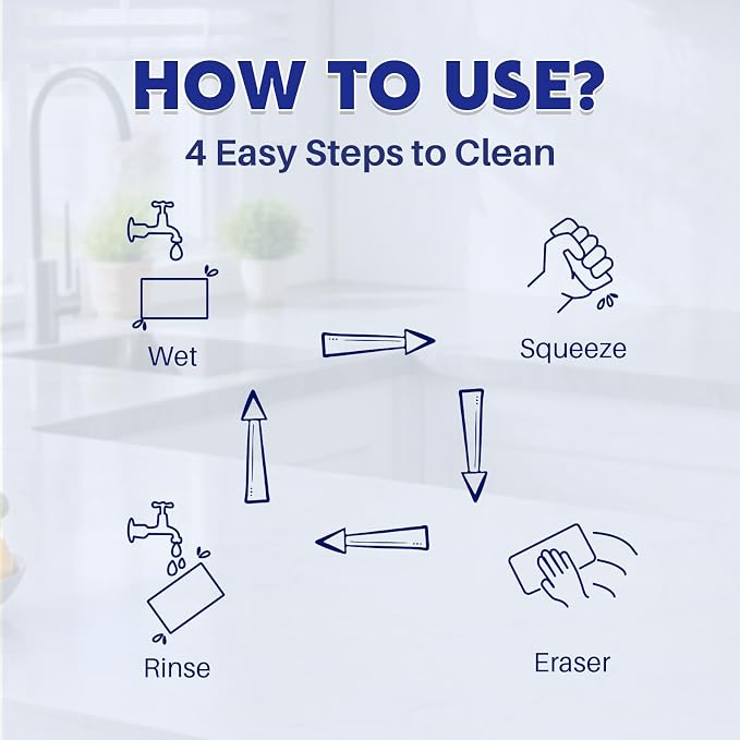 Magic Sponge Eraser, 30 Pack 4X Density Melamine Sponge | GRS Certified, Extra Durable & Long Lasting Cleaning Sponge, Stovetop Cooktop Cleaner Sponge for Kitchen Glass Marble