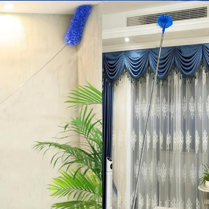 2 Pcs Extendable Feather Duster with Stainless Steel Pole, Microfiber Cleaning Brush for Ceiling Fans Blinds Cars and High Corners, 15.7 Inch(7)