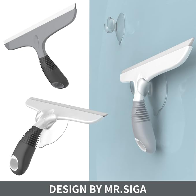 MR.SIGA Silicone Squeegee for Shower Doors, 10 inch, White & Gray, 4 Pack