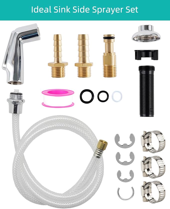 Universal Kitchen Sink Spray Attachment/Hose/Holder Set, Chrome | NSF/ANSI/CAN 372 Certified, Quick Side Connector Compatible with Moen Faucet Sprayer Head, Kitchen Sink Faucet Attachment