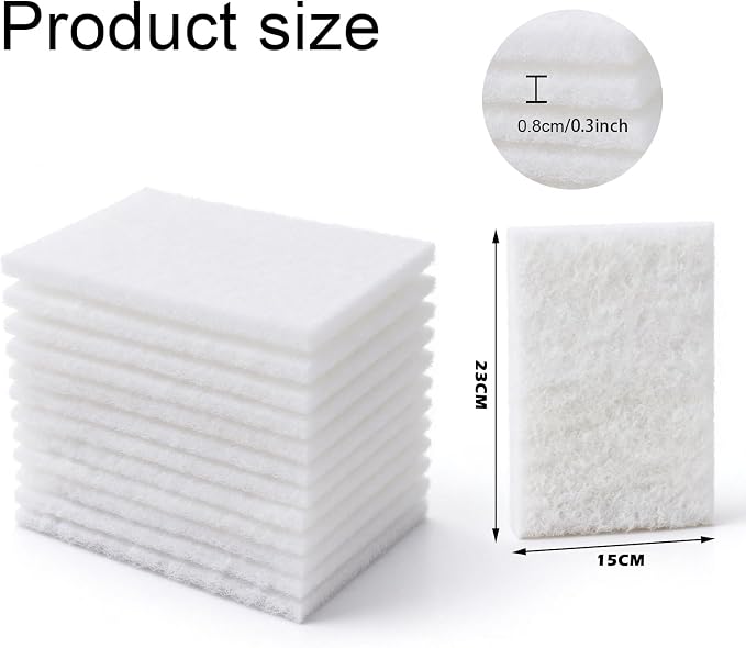 24 PCS White Scour Pads Non Scratch Non Woven Multipurpose Abrasive Scrubber Sponge for Multi Surface Cleaning Polishing (6 X 9 inch)