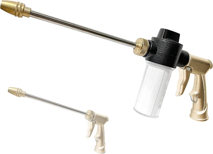 High Pressure Hose Nozzle with Soap Dispenser, Metal Foam Sprayer | Hose sprayer for chemicals,Foam gun for car washing,solar panel & window cleaning,garden watering with adjustable spray modes