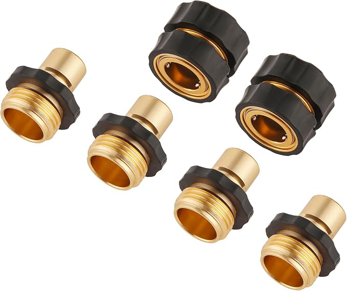 3/4 Inch Garden Hose Quick Connector, Male and Female Quick Connect Hose Fittings, 2 Set | Male and Female Quick Connect Hose Fittings,