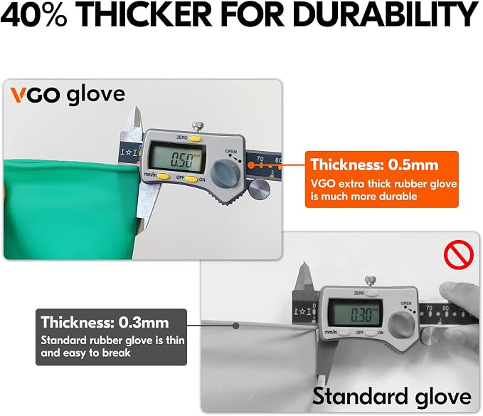 Vgo... Latex Reusable Household Gloves,Cleaning Gloves,Long Cuff (HH4601,M) | 10 pairs,extra Thickness,kitchen,dishwashing,household,painting,gardening,pet care,car washing,bathroom,hair dyeing,laundry