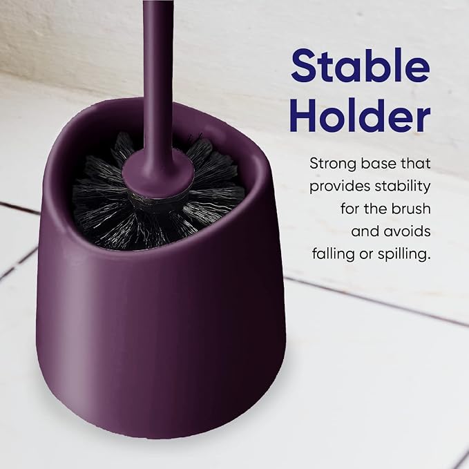 Toilet Brush Cleaner and Holder Purple 2 Pack Toilet Bowl Cleaner Brush with Scrubbing Wand, Brush and Storage Caddy for Easy Bathroom Cleaning