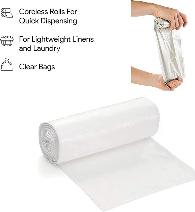 NETKO Clear Kitchen Trash Bags 7-10 Gallon Clear Plastic Garbage Bag for Kitchen, Home, Office, Bathroom - Wastebasket Bin Liners - High Density, Leak-Proof Waste Basket Bags - 100 Pack