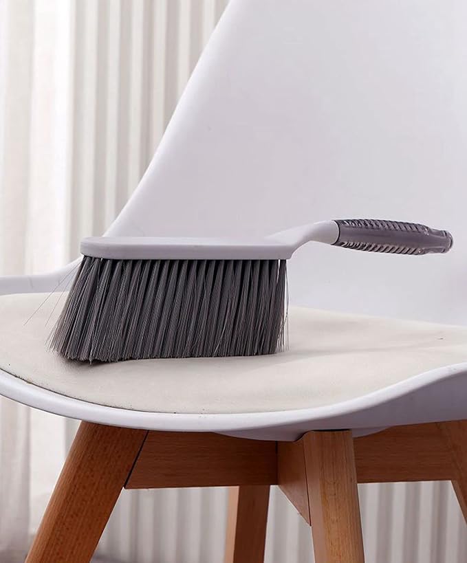 Dusting Brush, 13" Short Thick Firm Plastic Bristles Broom | Medium Handheld Dust Besom, Cleaning Heavier Litter, Workbench, Machine, Camping, Cloakroom, Gardening, Sofa