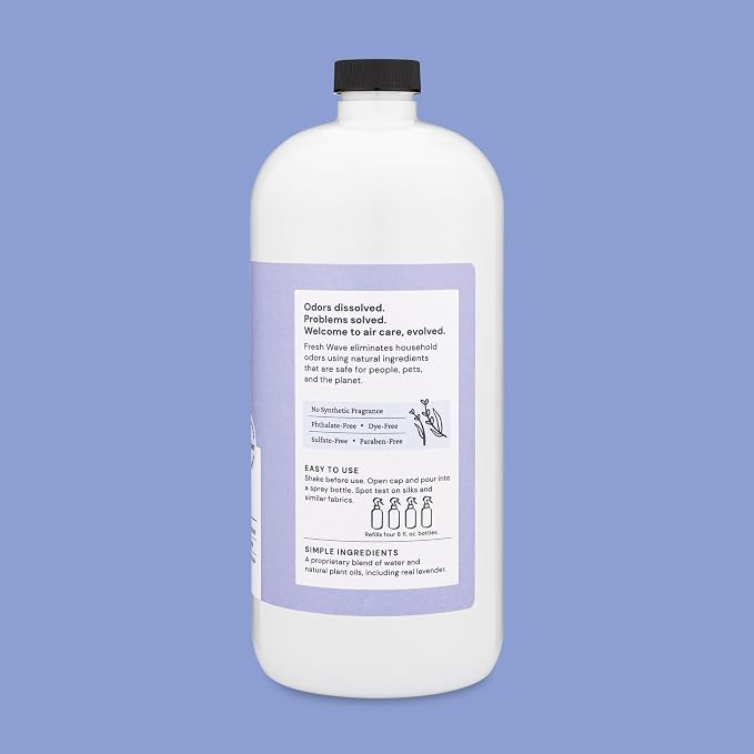 Fresh Wave Odor Eliminator Spray Refill, Room & Fabric, 32 oz, Lavender | Refills Fresh Wave spray bottles, Plant oil formula, No phthalates or parabens, Fabric and room deodorizer