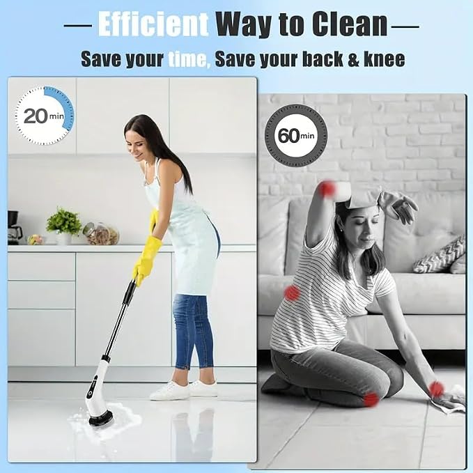 Electric Spin Scrubber,Cordless Cleaning Brush,Shower Cleaning Brush with 8 Replaceable Brush Heads, Power Scrubber 5 Adjustable Speeds for Floor Bathroom Shower Bathtub Glass Car, Gift