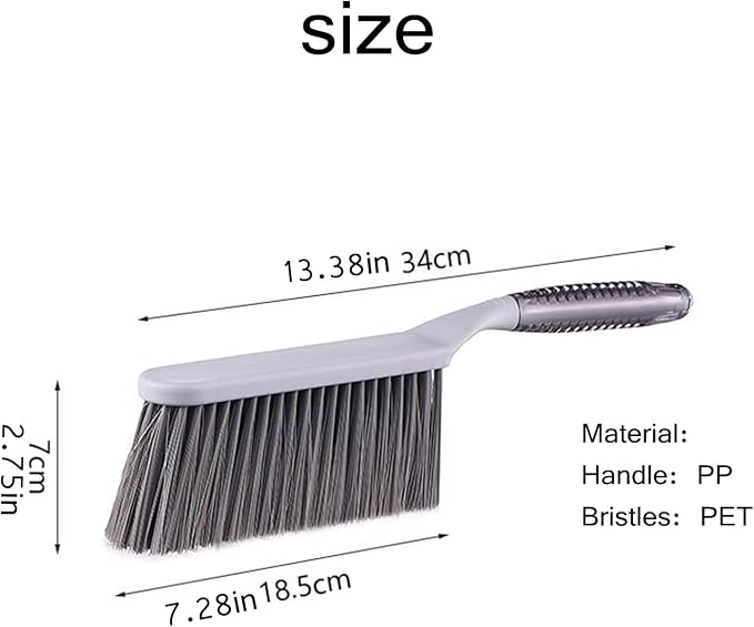 Dusting Brush, 13" Short Thick Firm Plastic Bristles Broom | Medium Handheld Dust Besom, Cleaning Heavier Litter, Workbench, Machine, Camping, Cloakroom, Gardening, Sofa