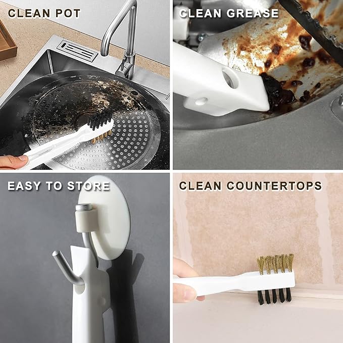 2pcs Kitchen Gas Stove Cleaning Brass Wire Brush Putty Scraper Rust Grease Grime Cleaner