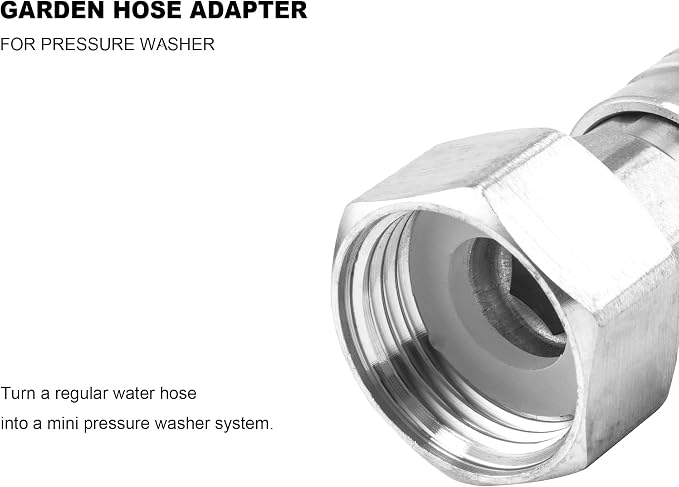 Raincovo Garden Hose to Pressure Washer Adapter, Stainless Steel, 1Pack | 3/4” GHT to 1/4” Quick Connect, Convert Water Hose to Power Washer Connector, Car Washing Nozzle & Hose Attachment