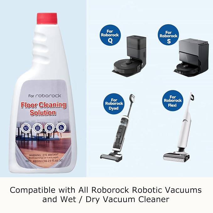 Cleaner Solution for Roborock Cleaning Solution Bluebell Scented, Deep Clean Residue & Streak Free for Hardwood Multi Surface, Compatible with Roborock Saros 10/10R/Z70, Q7 Q8 Q10 S7 S8 Qrevo Series