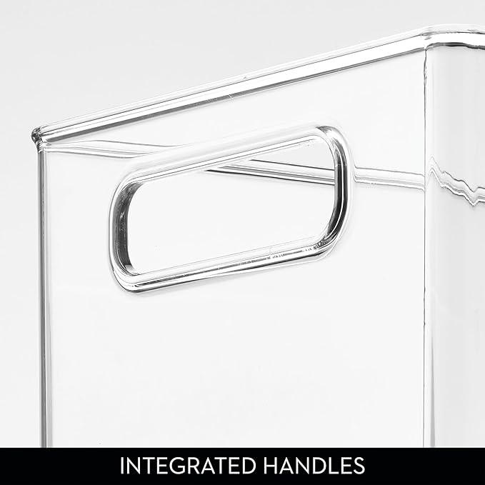 iDesign Stackable Fridge Bin, Set of 2, Clear | Kitchen Storage Bin, For Pantry, Cabinets, or Fridge