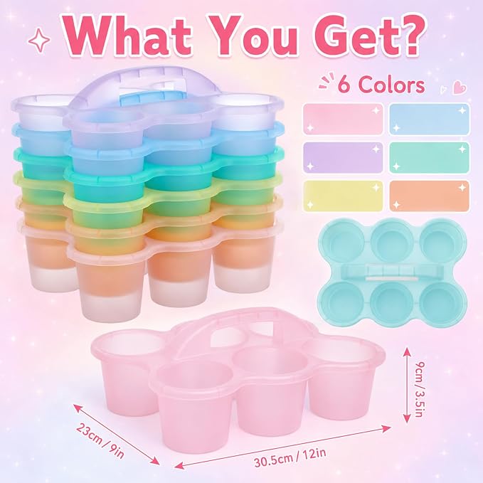 gisgfim 6 Pack Classroom Caddy Organizer with Handle, 6 Compartments, Colorful Clear