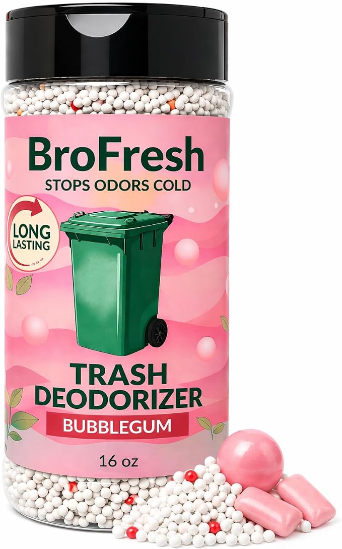 BroFresh Garbage Can Deodorizer, Neutralizes Odor, Absorbs Moisture & Releases Long-Lasting Scent, Safe & Non-Toxic, Trash Can Odor Eliminator (16 oz Single, Bubblegum)
