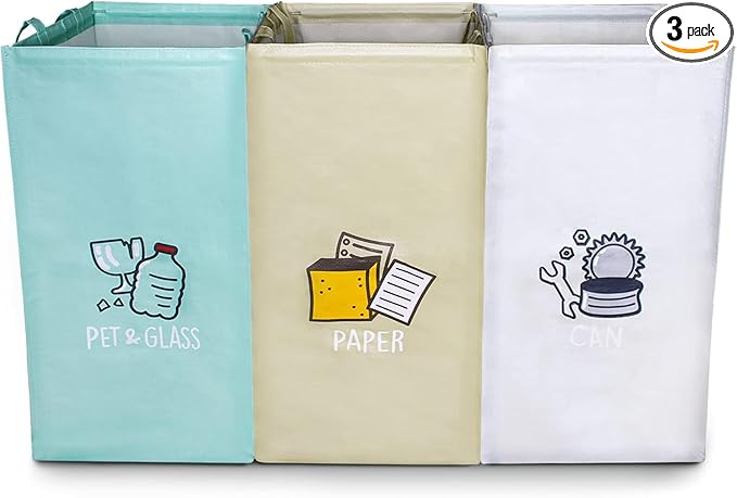 Recycling Bags,Separate Recycling Waste Bin Bags for Kitchen Home,Trash and Recycle Bin Combo,Reusable Waterproof,Kitchen Gifts Mothers Day Gifts for Mom Wife Grandma,42 Gallon,3Pack