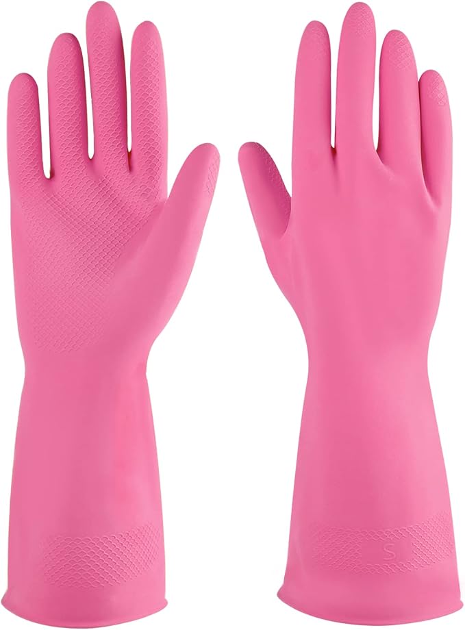 Rubber cleaning gloves 3 or 6 Pairs for Household,Reuseable dishwashing gloves for Kitchen.