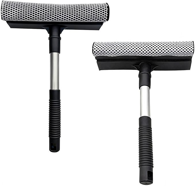 ZYNQACC 2 Pack Squeegee for Car Window Cleaning and Windshield Washing,2 in 1 Car Windshield Squeegee Window Washing Sponge Scrubber,Window Cleaning Squeegee kit for Glass,Shower Floor