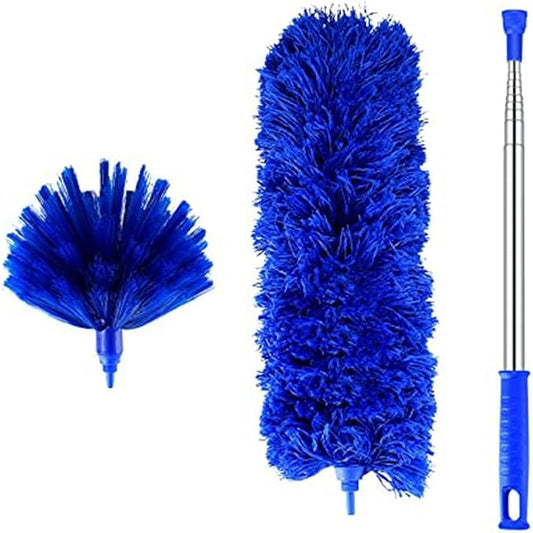 2 Pcs Extendable Feather Duster with Stainless Steel Pole, Microfiber Cleaning Brush for Ceiling Fans Blinds Cars and High Corners, 15.7 Inch(7)