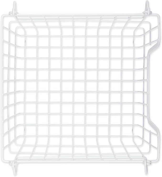 DII Metal Wire Utility Storage Bin, Large, 11x11x11", White