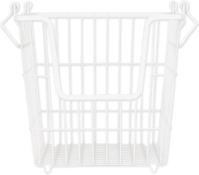 DII Metal Wire Utility Storage Bin, Large, 11x11x11", White