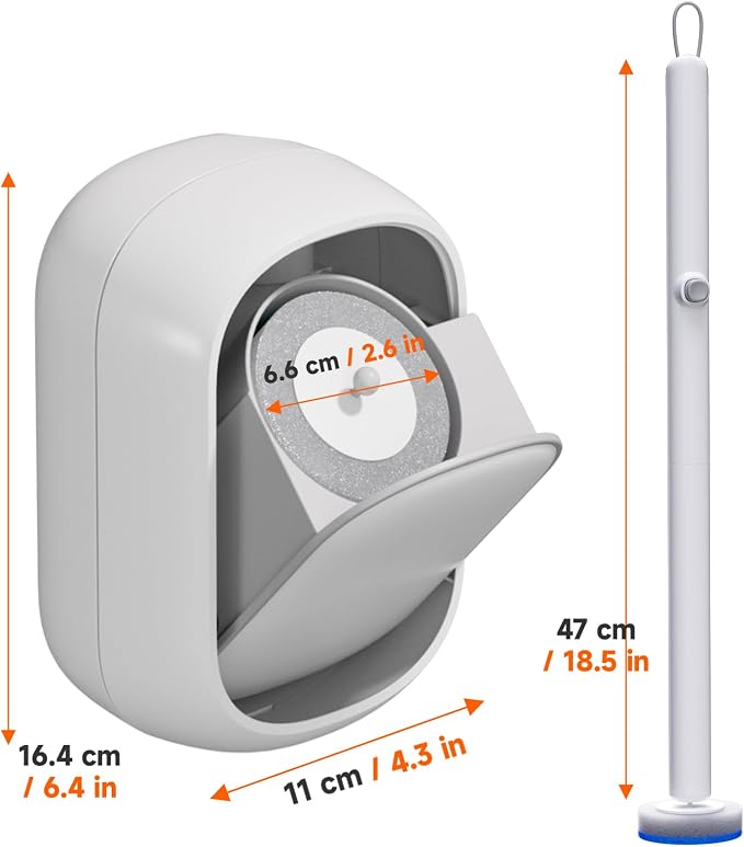 Ctime Disposable Toilet Brush Set with 30 Refills, Wall Mounted Wand Kit | Waterproof with Lid，Hands-Free Lid,New Wand Refills,One-Click Disposal,Pre-Loaded Cleaner,360° Rotating Head