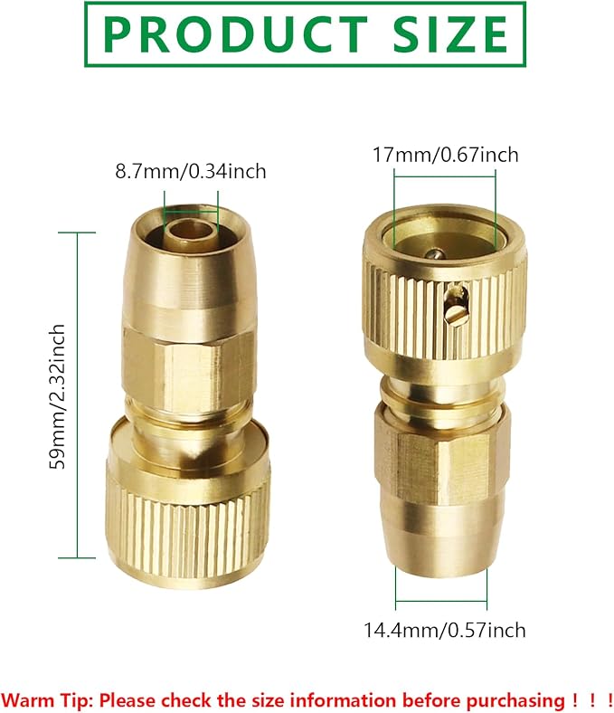 Expandable Hose Repair Kit, Solid Brass Hose End Repair Part for 3/4" GHT Quick Connector, Replacement Fitting for Flexible or Retractable Garden Water Hose, Quick Connector Not Included, 1 Pack