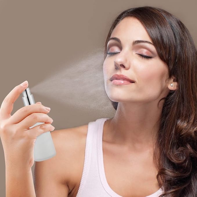 Empty Frosted Glass Spray Bottle 3.4oz, 2 Pack | Perfume Atomizer, Fine Mist