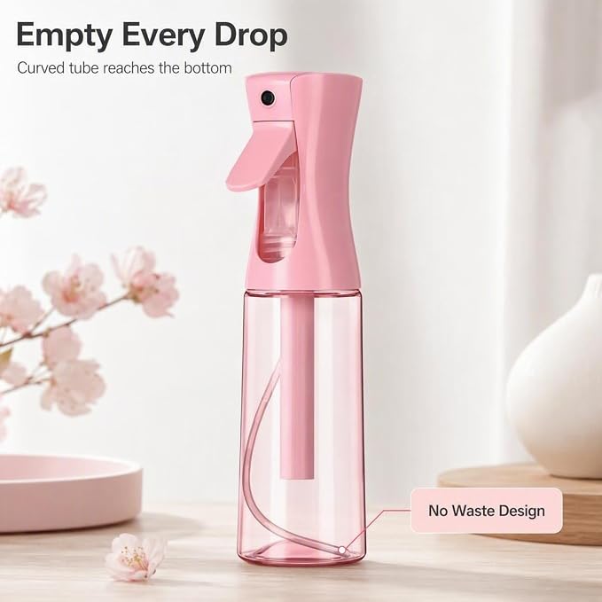 2 Pack Spray Bottles, 6.8oz(200ml) Continuous Spray Bottles & 2oz(60ml) Travel Spray Bottle, Refillable Pink Water Sprayer for Hairstyling, Barbers, Plants, Cleaning, Skincare (PINK)
