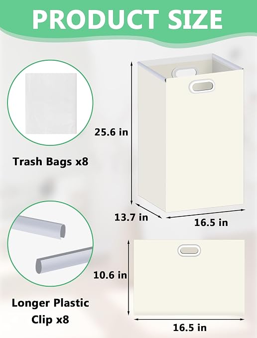 SARDVISA 4Pack 13 Gallon Disposable Trash Can with Handles, Collapsible Bin | 13 Gallon Large Capacity, Foldable Design, Waterproof Material, Built-In Handles, Ideal for Camping, Parties & Events