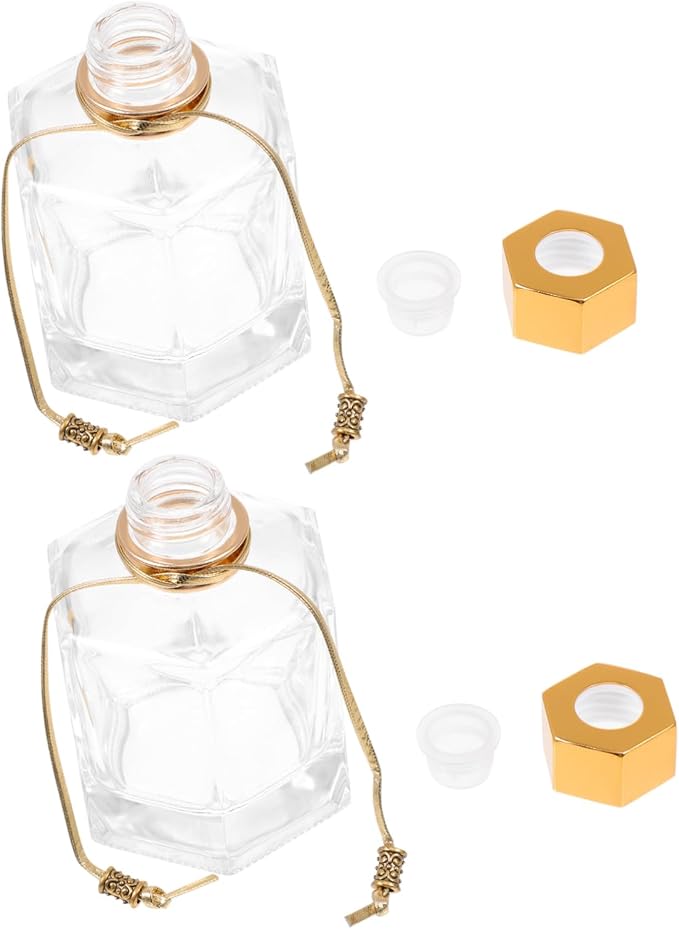 Cabilock 2pcs Aromatherapy Glass Bottles Essential Oil Holders for Home Fragrance Decorative Diffuser Containers Stylish Air Freshener for Living Room Bedroom