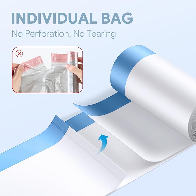 4 Gallon Small Trash Bags, Drawstring 4 Gallon Garbage Bags, Tear-Free Separated Unscented White Small Trash Bags Plastic Wastebasket Liners for Bathroom Toilet Home Office and Bedroom, 160 Count