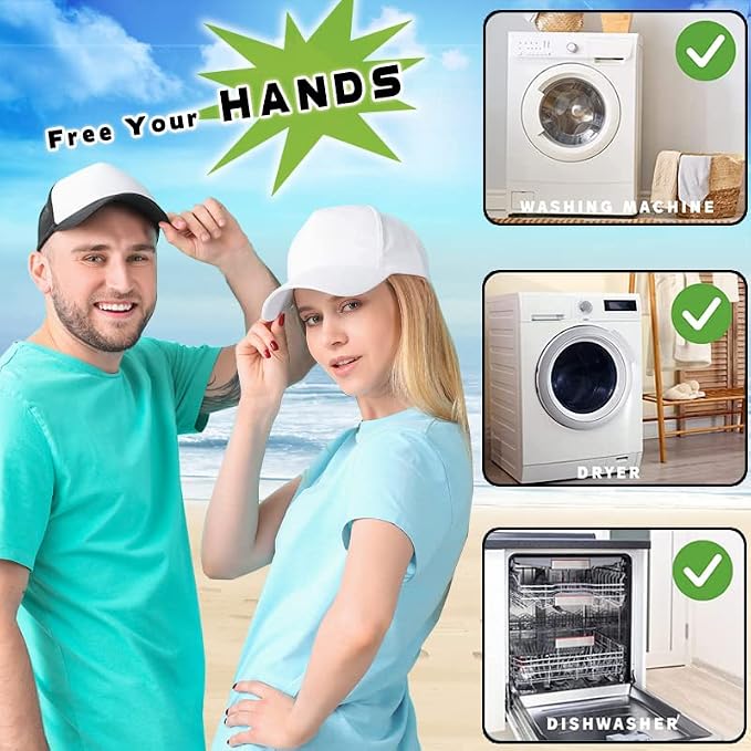 Hat Washer Cage for Washing Machine (3 Pack - White) | Baseball Cap Washer with Mesh Bags, for Washing Machine or Dishwasher, Ball Cap Washers Frame for Flat & Curved Hats