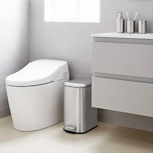 3.2 Gallon/12L Stainless Steel Step Trash Can, Soft Close Pedal Garbage Bin with Detachable Inner Bucket,Fingerprint Resistant,Dual-Use Waste & Recycling Container for Home Kitchen, Bathroom and Offic