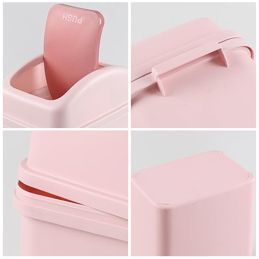 Small Trash Can, 1.8 Gallons Bathroom Garbage Can, Pink | Wastebasket with Lid Swing-Top, Compact Slim Design, Plastic Garbage Bin for Dorm, Office, Bedroom, Kitchen, Living Room