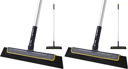 Yocada Floor Squeegee Broom EVA Foam Blade Aluminum Pole (Pack of 2)