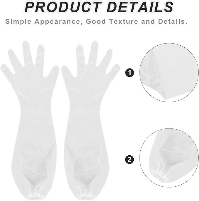 15 Pairs Waterproof Long Sleeve Cleaning Gloves for Household Duties Elbow Length Cpe Gloves with Tight Cuff and Thick Waterproof Coating Reusable for Gardening and Pet Care