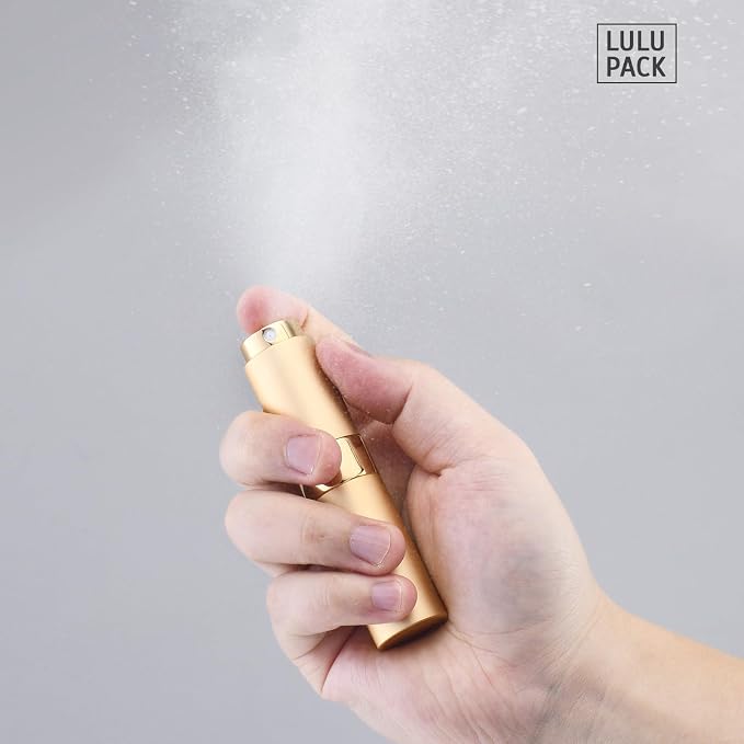 Lulupack Travel Perfume Bottle Refillable - Cologne Spray Atomizer Mini - Small Travel Size Empty Sprayer for Refill Sample Container - Portable Fragrance Decant Dispenser for Women Men 10ml 1PCS Gold