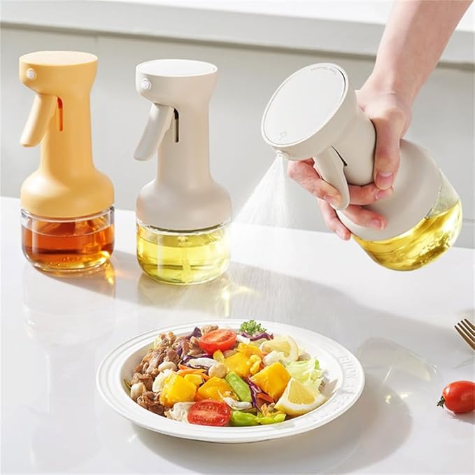 Multifunctional Glass Oil Sprayer Bottle With Pressurized Silicone Pump Nonslip Handle For Cooking Vinegar And Sauce Dispensing