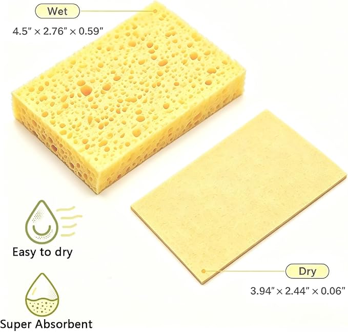 12 Pack Compressed Kitchen Sponges, Household Cleaning Sponge Expands in Water, Multi Purpose Cleaning Sponge for Dishwashing Sink Countertop and Daily Home Cleaning