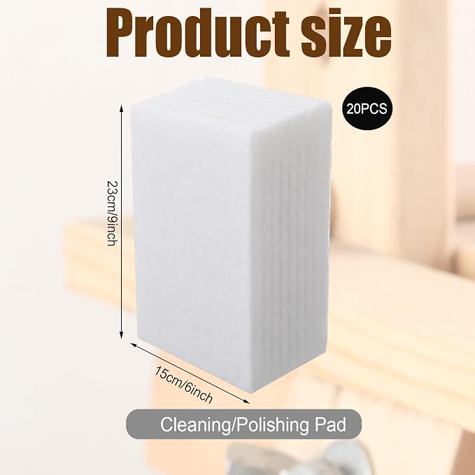 20 Pieces White Scrubbing Pad Non Scratch Scouring Pads Non Woven Scouring Sponge Multipurpose Abrasive Multi Surface Scrubber for Cleaning Polishing Home(6 x 9 Inch)
