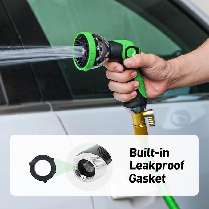 Besiter Garden Hose Nozzle Sprayer: 2 Pack 10 Watering Patterns Spray Nozzles Heavy Duty Metal Hose Head Hose Attachment, Thumb Control On Off Valve