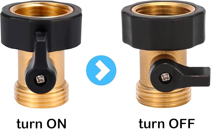 3 Pack 3/4" Brass Garden Hose Shut Off Valve | 1-Way Restricted-Flow Water Shut-Off, Fits 3/4 Inch Hose Connector