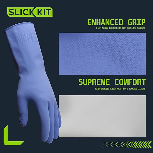 Rubber Kitchen Dishwashing, 3 Pairs, Medium, Pink/Yellow/Purple | Flexible Reusable Household Cleaning Gloves, Non-Slip Grip and Flocked Liner for Dishwashing, Kitchen Household Cleaning