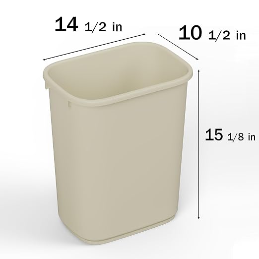 28 Qt. / 7 Gallon Beige Rectangular Wastebasket Trash Can | 6 Pack