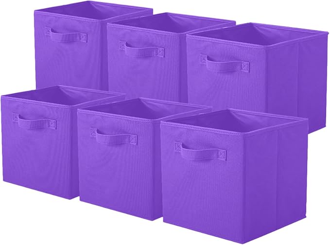 ShellKingdom Storage Bins, Foldable Fabric Storage Cubes And Cloth Storage | Storage Organizer For Closet And Toys, 10.5x10.5x11 INCH, 6 Pack (Violet)