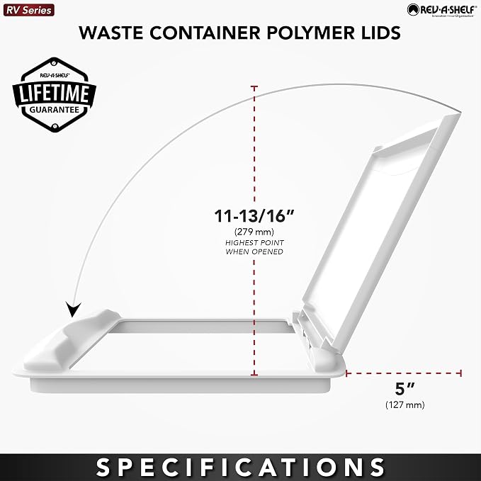 Rev-A-Shelf 50 Qt Under Sink Garbage Can Lid for Base Kitchen and Bathroom Cabinet, Replacement Plastic Trash Bin Lid Only, Gray, RV-50-LID-13-1