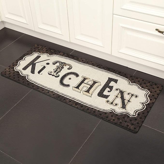 Kitchen Rug Non Slip, Durable Natural Rubber Rug Runner for Kitchen Antique Style Chef Mat, 48''×20''