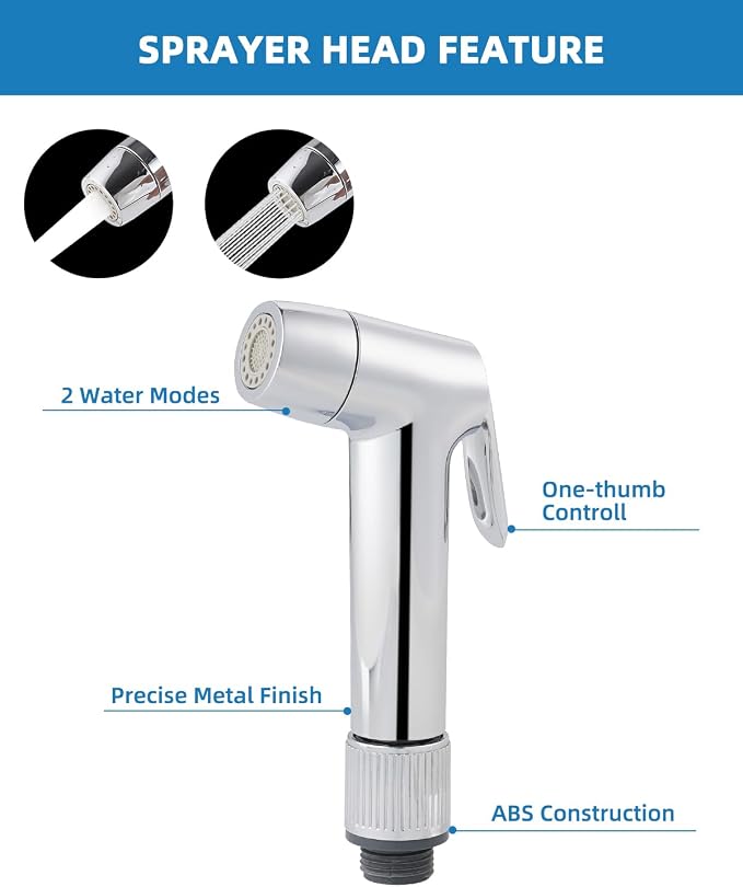 2 Modes Kitchen Sink Side Sprayer with Water Flow Restrictor, Chrome | NSF/ANSI/CAN 372 Certified, Compatible with Moen Faucet Sprayer Replacement, Kitchen Faucet Sprayer Attachment with Hose